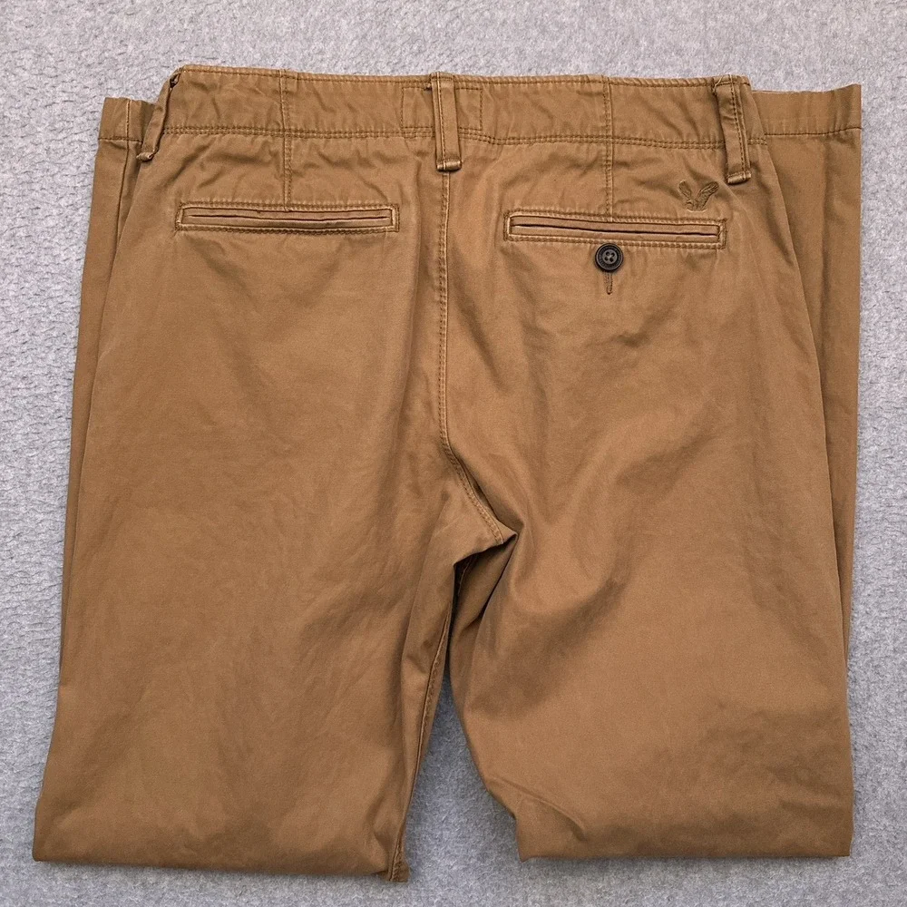 American Eagle Chino Pants Mens 30x30* Brown Original Straight 100% Cotton‎ Golf